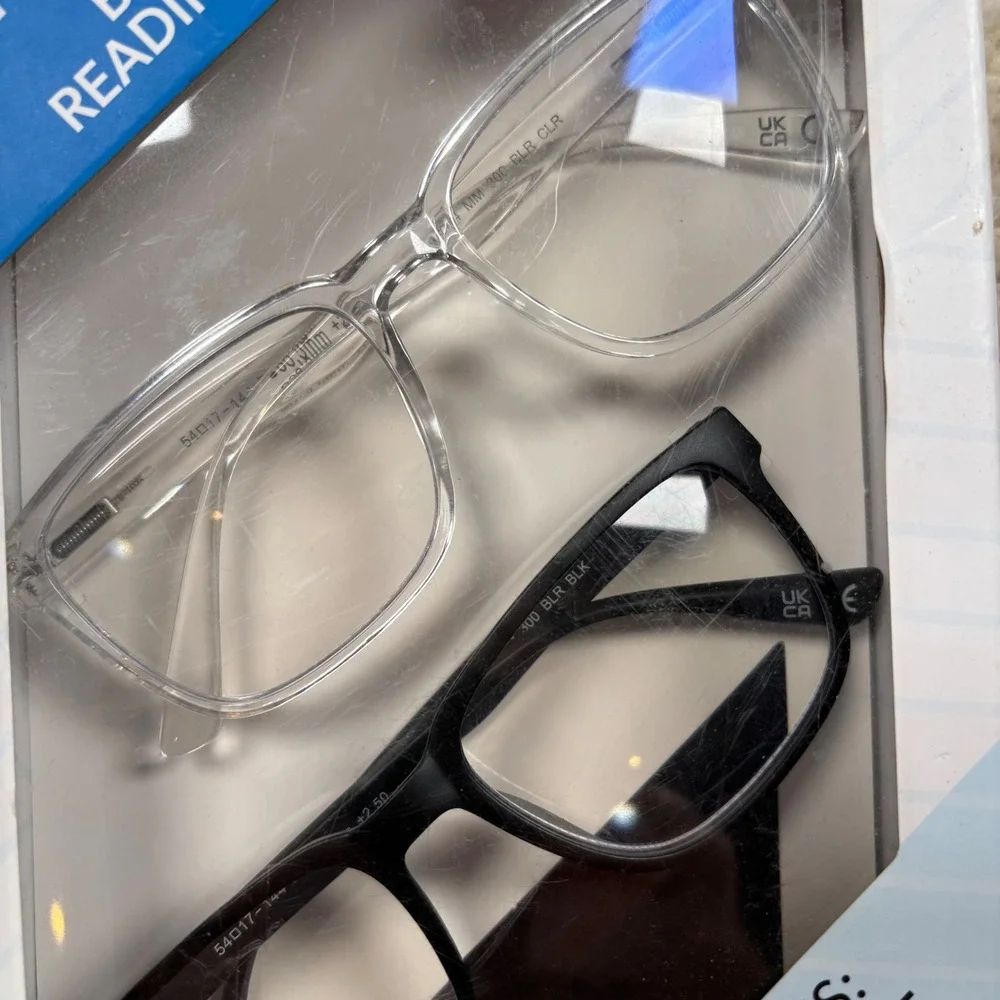 Member's Mark‎ 2 Pairs Blue Light Reading Glasses +250 Strength 2 Cases